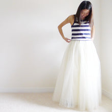 Load image into Gallery viewer, Grand Celine Vanilla Ivory Cream White Tutu Tulle Maxi Skirt BLUISH Toronto Canada