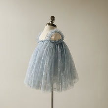 Load image into Gallery viewer, Light blue tulle dress on a mannequin against a beige background