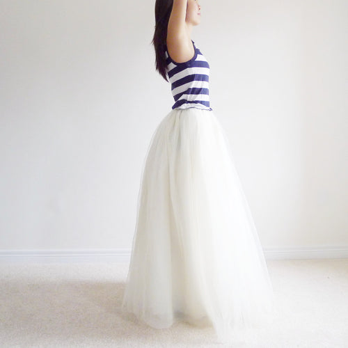 Grand Celine Vanilla Ivory Cream White Tutu Tulle Maxi Skirt BLUISH Toronto Canada