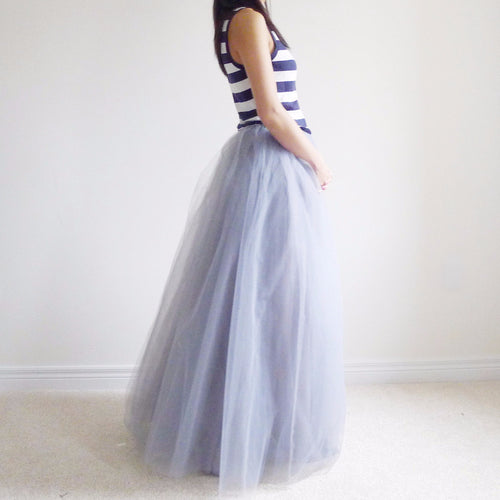 Grand Celine Smoke Gray Grey Matching Tutu Tulle Maxi Skirt BLUISH Toronto Canada